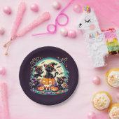 ハロウィン猫Tシャツ ペーパープレート (パーティー)