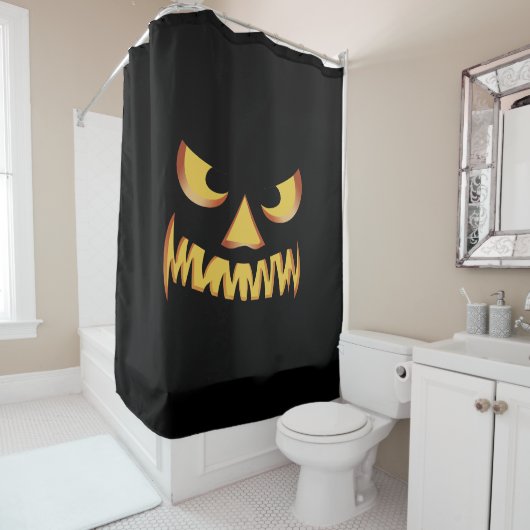 ハロウィン用のかぼちゃの顔 シャワーカーテン (インサイチュ)
