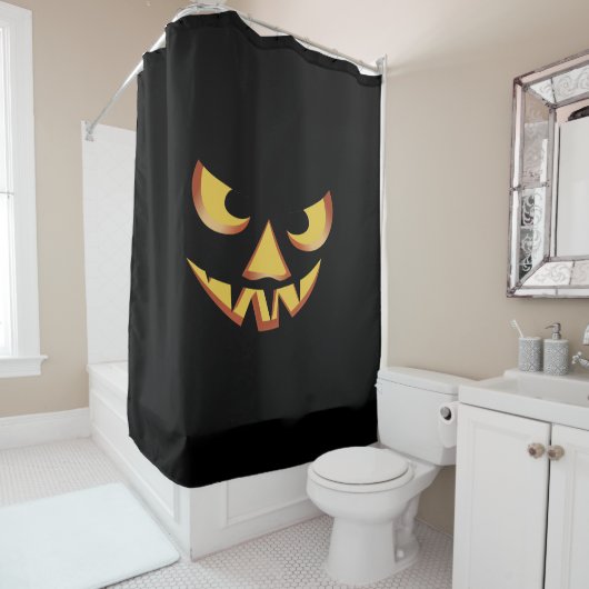 ハロウィン用のかぼちゃの顔 3 シャワーカーテン (インサイチュ)