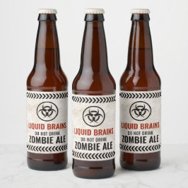 ハロウィン用のゾンビラベル「Liquid brains」 ビールラベル