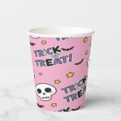 ハロウィン用のピンクのかわいいスケルトン 紙コップ (裏面)