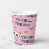 ハロウィン用のピンクのかわいいスケルトン 紙コップ (正面)