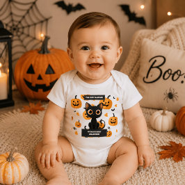 ハロウィン用のベビーボディスーツ - かわいい黒猫のオーダーメイド ベビーボディスーツ