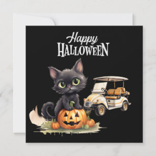 ハロウィン用の黒猫のゴルフカート シーズンカード