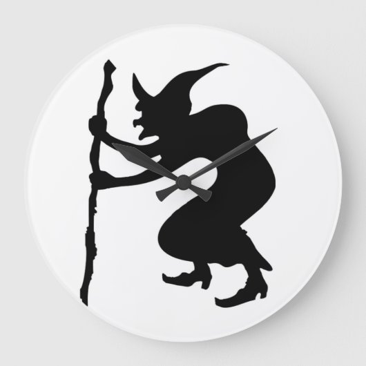 ハロウィン用ハンチバック魔女 ラージ壁時計 (正面)