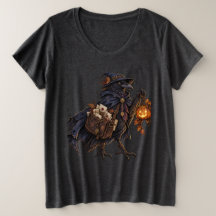 ハロウィン用レディース大きめサイズTシャツ:カラス郵便配達人