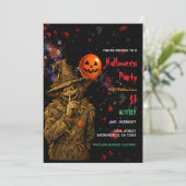 ハロウィン用怖いピエロの衣装パーティー招待状 招待状 (スタンド正面)