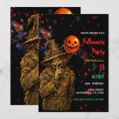 ハロウィン用怖いピエロの衣装パーティー招待状 招待状 (正面/裏面)