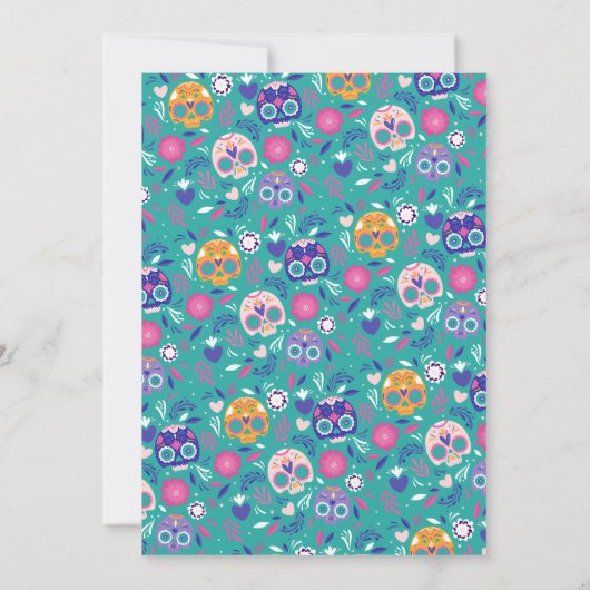 ハロウィン男女兼用シュガースカルベビーシャワー 招待状 (裏面)