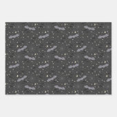 ハロウィン男女兼用パープルとブラックこうもり ラッピングペーパーシート (正面)