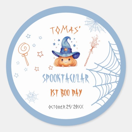 ハロウィン男子の誕生日おめでとう ラウンドシール (正面)