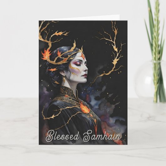 ハロウィン異教のウィッ賛美チハロウィーン秋ナイト カード (正面)