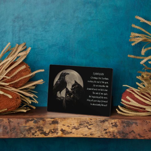 ハロウィン異教のホリデー黒猫とラヴェンスの詩 フォトプラーク (側面)