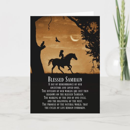 ハロウィン異教の馬とライダーとフクロウとレイベンC カード (正面)