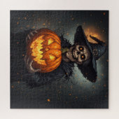 ハロウィン🎃発光カボチャの魔女スケルトン ジグソーパズル (横)