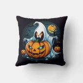 ハロウィン白熱［赤熱］光を放つにカボチャのある幽霊 クッション (裏面)