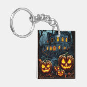 ハロウィン白熱［赤熱］光を放つの夜のカボチャ キーホルダー (正面左)