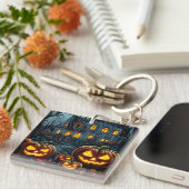 ハロウィン白熱［赤熱］光を放つの夜のカボチャ キーホルダー (正面右)