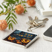 ハロウィン白熱［赤熱］光を放つの夜のカボチャ キーホルダー (側面)