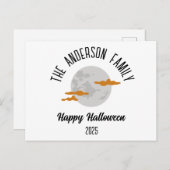 ハロウィン白熱［赤熱］光を放つの満月パーソナライズされた名 シーズンポストカード (正面/裏面)