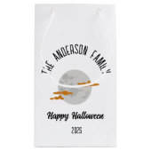 ハロウィン白熱［赤熱］光を放つの満月パーソナライズされた名 スモールペーパーバッグ (裏面)