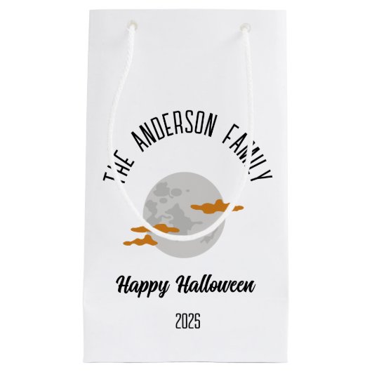 ハロウィン白熱［赤熱］光を放つの満月パーソナライズされた名 スモールペーパーバッグ (正面)