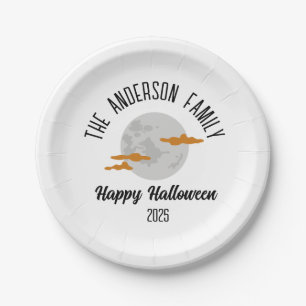 ハロウィン白熱［赤熱］光を放つの満月パーソナライズされた名 ペーパープレート