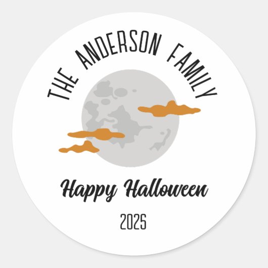 ハロウィン白熱［赤熱］光を放つの満月パーソナライズされた名 ラウンドシール (正面)