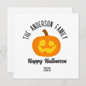 ハロウィン白熱［赤熱］光を放つカボチャ顔パーソナライズされた名 シーズンカード (正面/裏面)