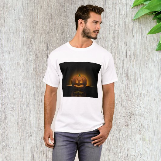 ハロウィン白熱［赤熱］光を放つパンプキンメンズTシャツ Tシャツ