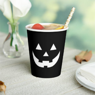 ハロウィン白黒ハロウィーンのカボチャのちょうちんパンプキン  紙コップ