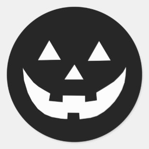 ハロウィン白黒ハロウィーンのカボチャのちょうちん怖い ラウンドシール