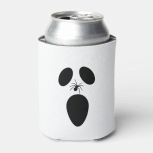 ハロウィン白黒ホラー幽霊顔 缶クーラー