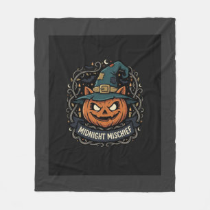ハロウィン真夜中のパンプキンいたずら フリースブランケット