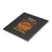 ハロウィン祭りの今日、積まれたカボチャ クモ タイル (側面)