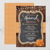 ハロウィン祭り かぼちゃ イベント チョーク ギンガム 招待状 (正面/裏面)