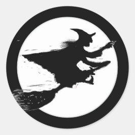 ハロウィン空飛ぶ魔女 ラウンドシール