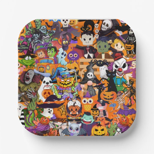 ハロウィン素晴らしの顔 ペーパープレート (正面)