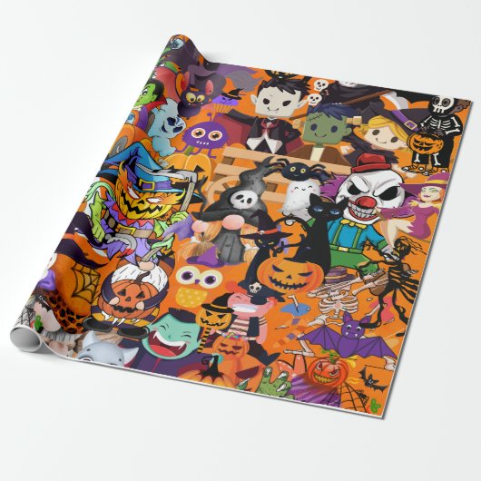 ハロウィン素晴らしの顔 ラッピングペーパー (アンロールド)