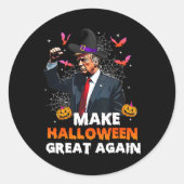 ハロウィン素晴らしを再びおもしろいトランプ不気味海に ラウンドシール (正面)