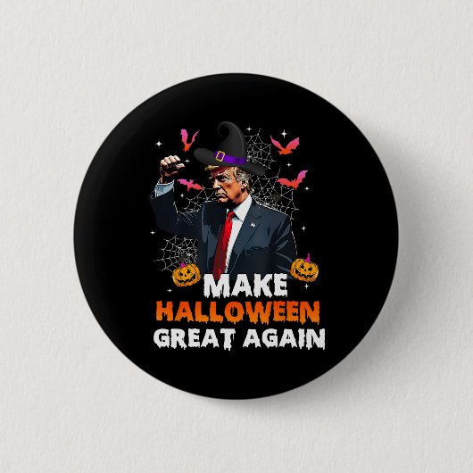 ハロウィン素晴らしを再びおもしろいトランプ不気味海に 缶バッジ (正面)