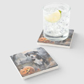 ハロウィン素晴らしスイスカボチャ怖い ストーンコースター (横)