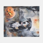 ハロウィン素晴らしスイスカボチャ怖い フリースブランケット (正面(横))