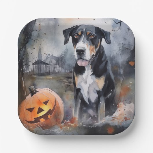 ハロウィン素晴らしスイスカボチャ怖い ペーパープレート (正面)