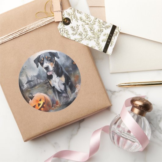 ハロウィン素晴らしスイスカボチャ怖い ラウンドシール (ギフト)