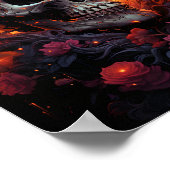 ハロウィン素晴らしスカルアートin紫バラ ポスター (角)