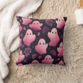 ハロウィン素晴らしパタンかわいいピンクの幽霊 クッション (ブランケット)