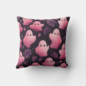 ハロウィン素晴らしパタンかわいいピンクの幽霊 クッション (裏面)