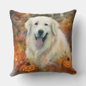 ハロウィン素晴らしピレネーとカボチャ怖い クッション (裏面)