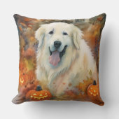 ハロウィン素晴らしピレネーとカボチャ怖い クッション (正面)